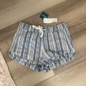 Roxy Women's Blue and White Striped Athletic Shorts